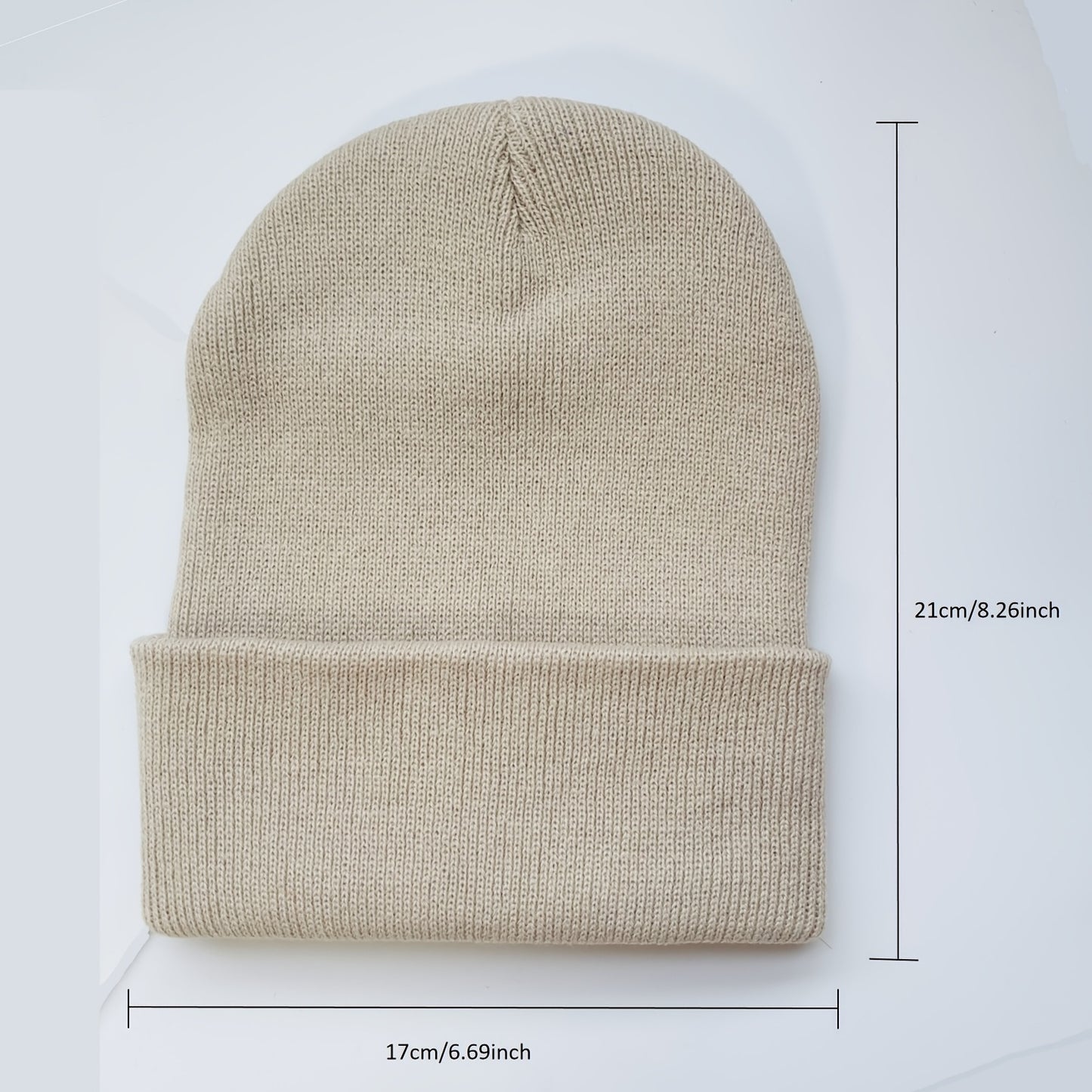 Women's Knitted Winter Beanie Hat – Solid Color Warm Bonnet for Fall & Winter, Casual Style