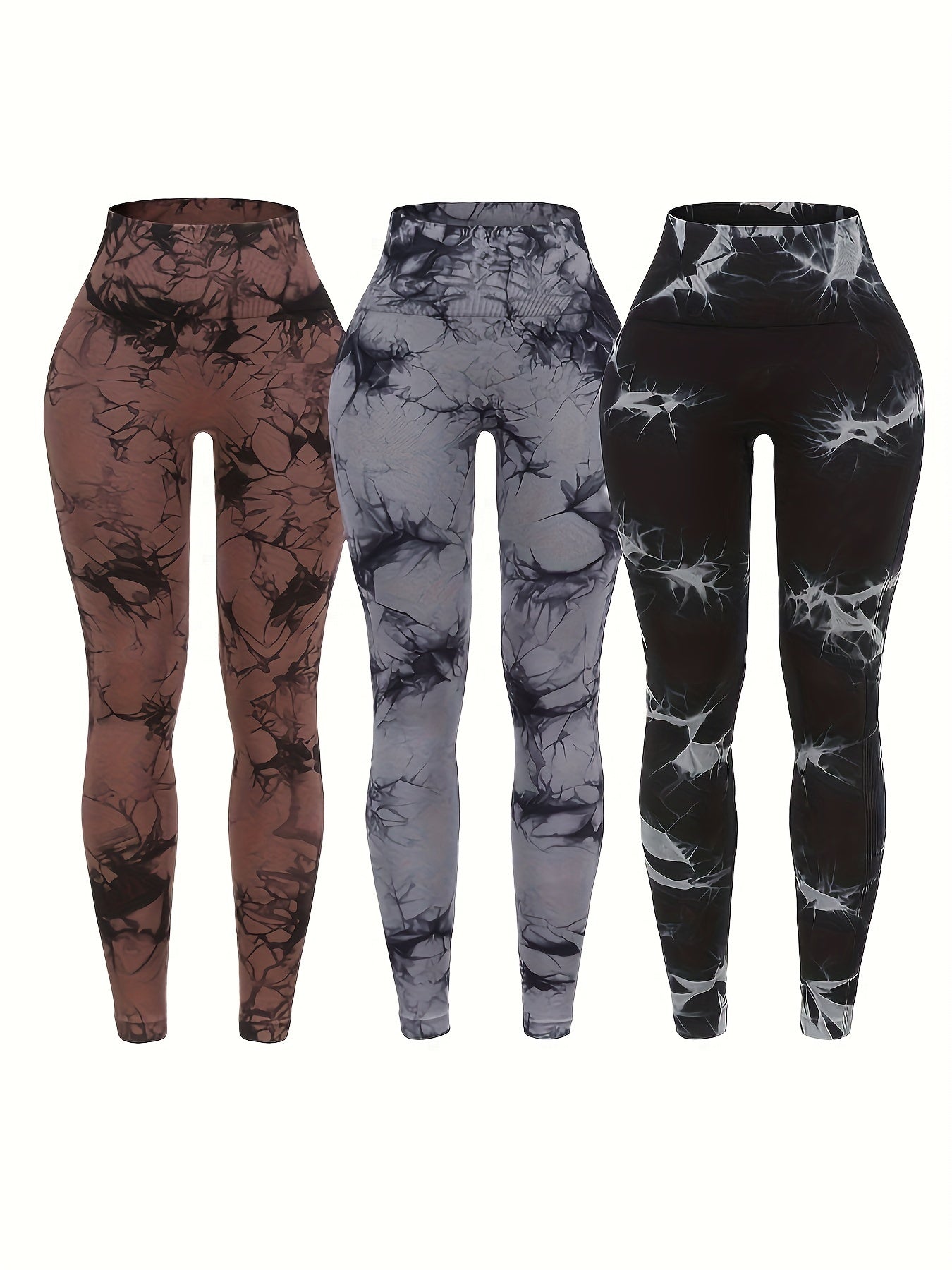 3 Pack High Stretch Tie Dye Seamless High Waisted Workout Leggings for Women - Fashion-Forward Activewear for Yoga, Running & Fitness