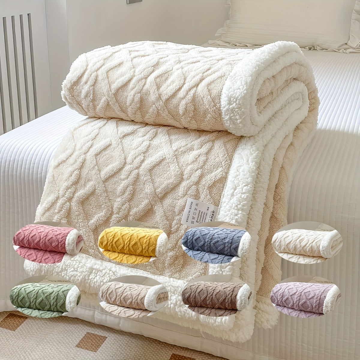 Double-Sided Fleece Bed Blanket Throw For All Seasons