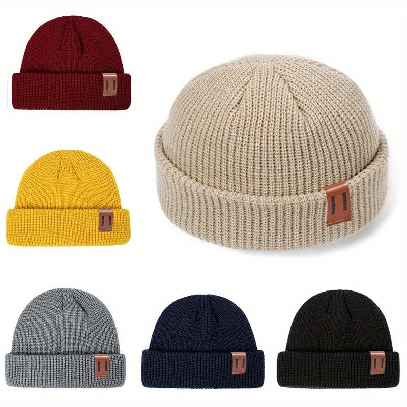 Winter Knitted Beanie Hat For Men – Ribbed Fisherman Docker Cap, Hip-Hop Cuffed Short Style for Men