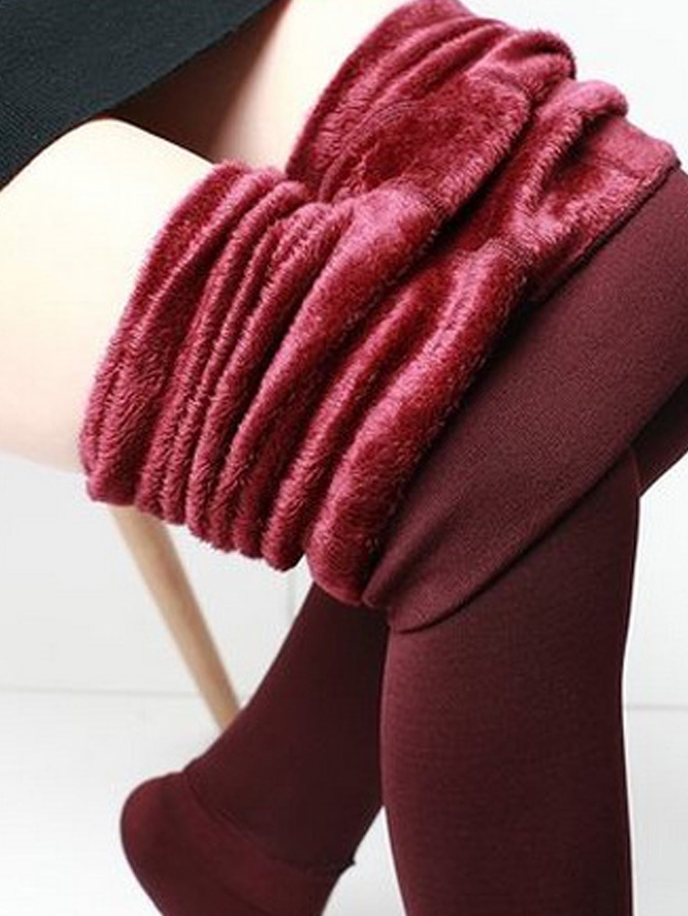 2pcs Elegant High-Waist Fleece-Lined Thermal Leggings for Women - Warm, Perfect for Winter