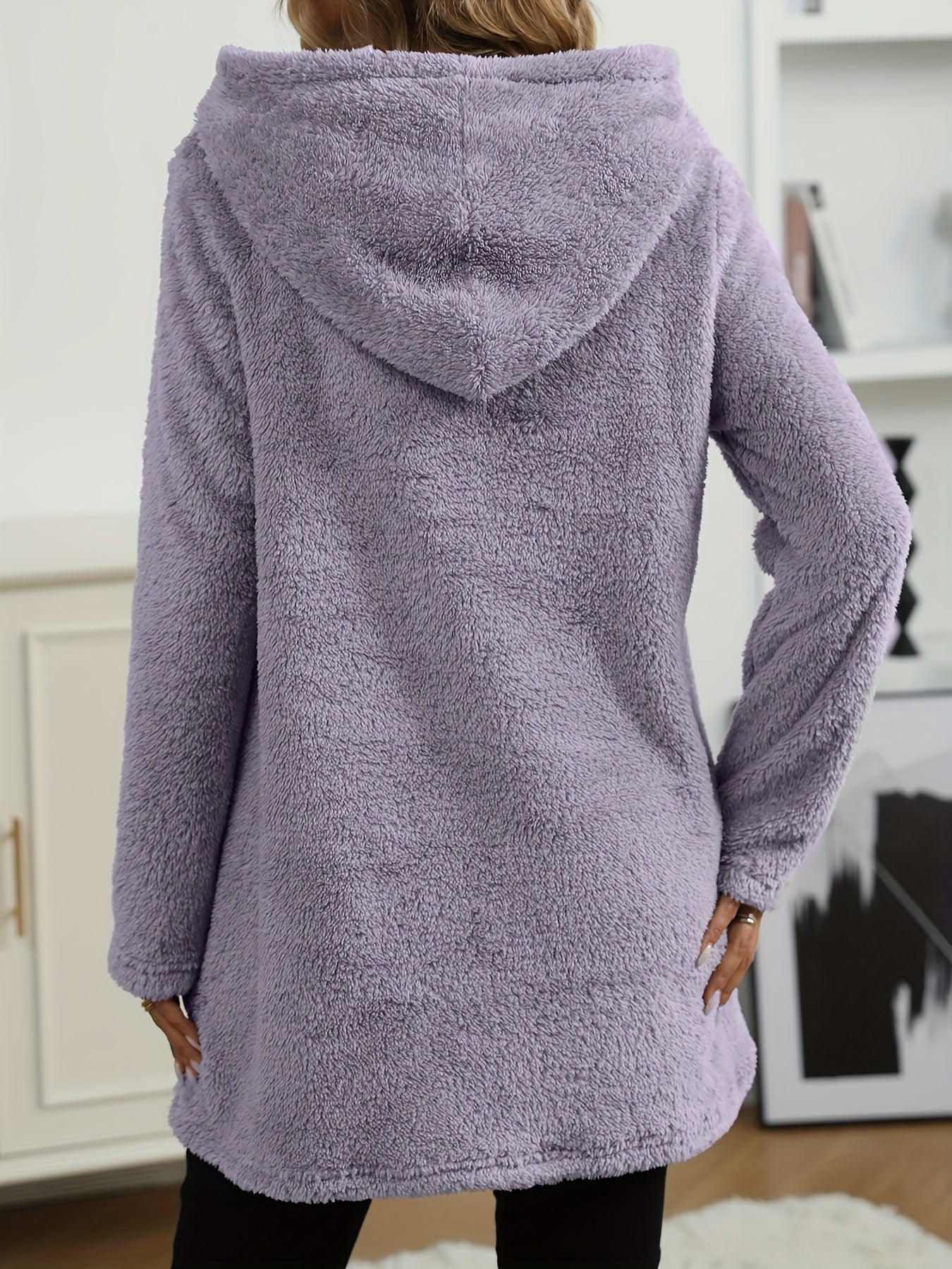 Women's Fleece Hoodie with Dual Pockets – Casual Long Sleeve Pullover for Fall & Winter