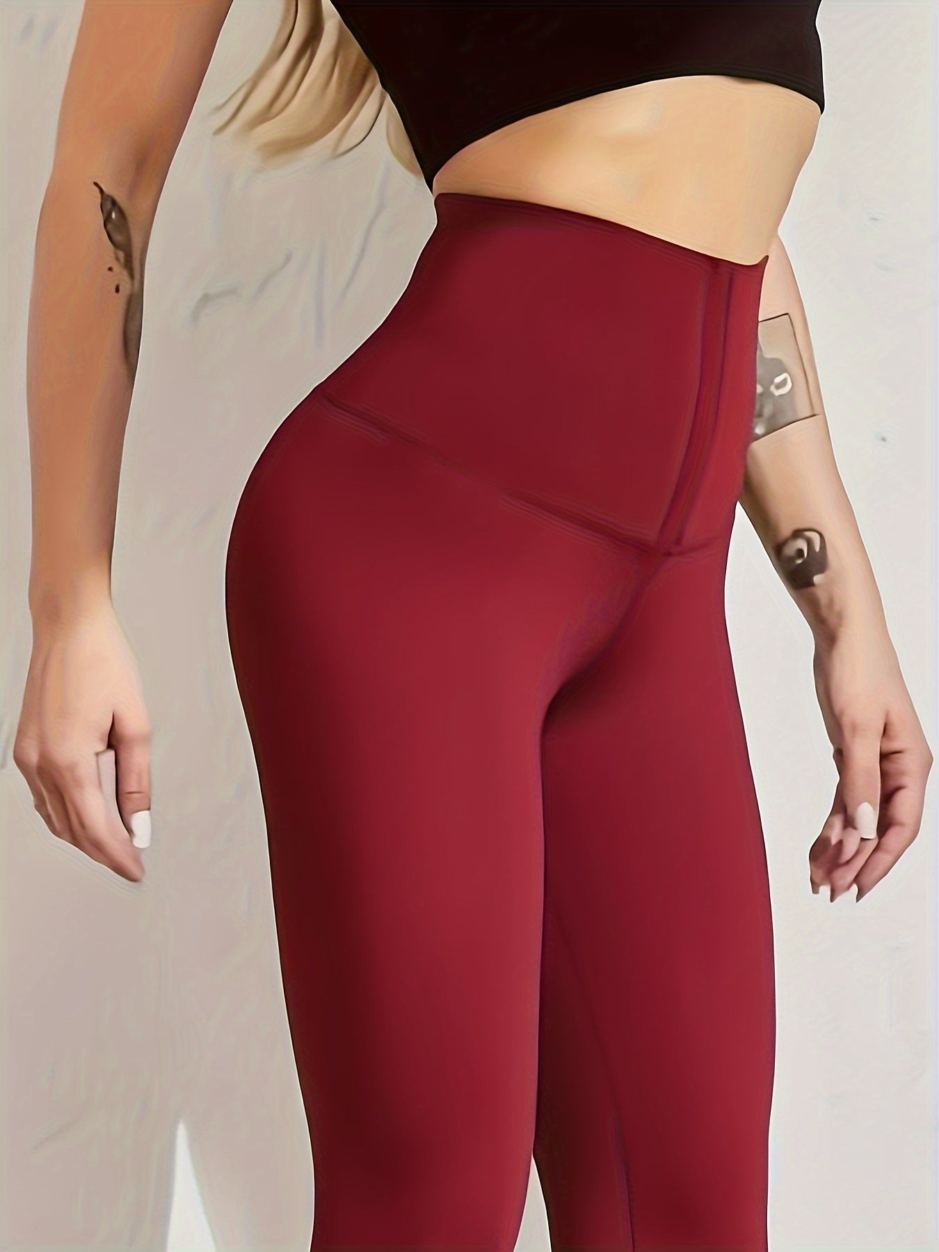 High Waist Sculpting Tummy Control Leggings for Women - Zipper & Button Front Design, Solid Color, Cropped Fit