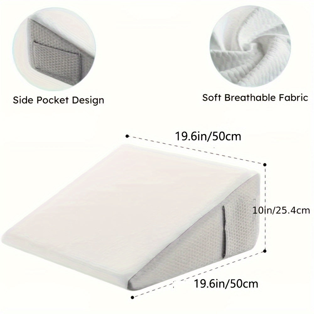 Memory Foam Bed Wedge Pillow for Back, Leg, and Whole Body Support – Medium Soft, Acid Reflux, GERD, Heartburn, Pregnancy, Snoring Relief