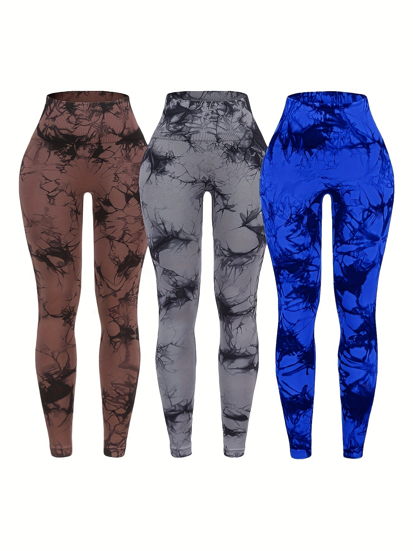 3 Pack High Stretch Tie Dye Seamless High Waisted Workout Leggings for Women - Fashion-Forward Activewear for Yoga, Running & Fitness