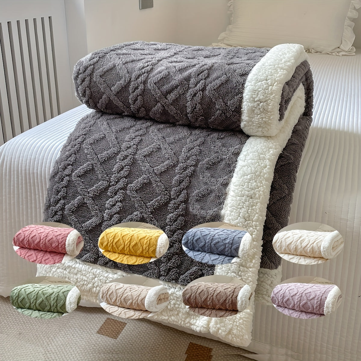 Double-Sided Fleece Bed Blanket Throw For All Seasons