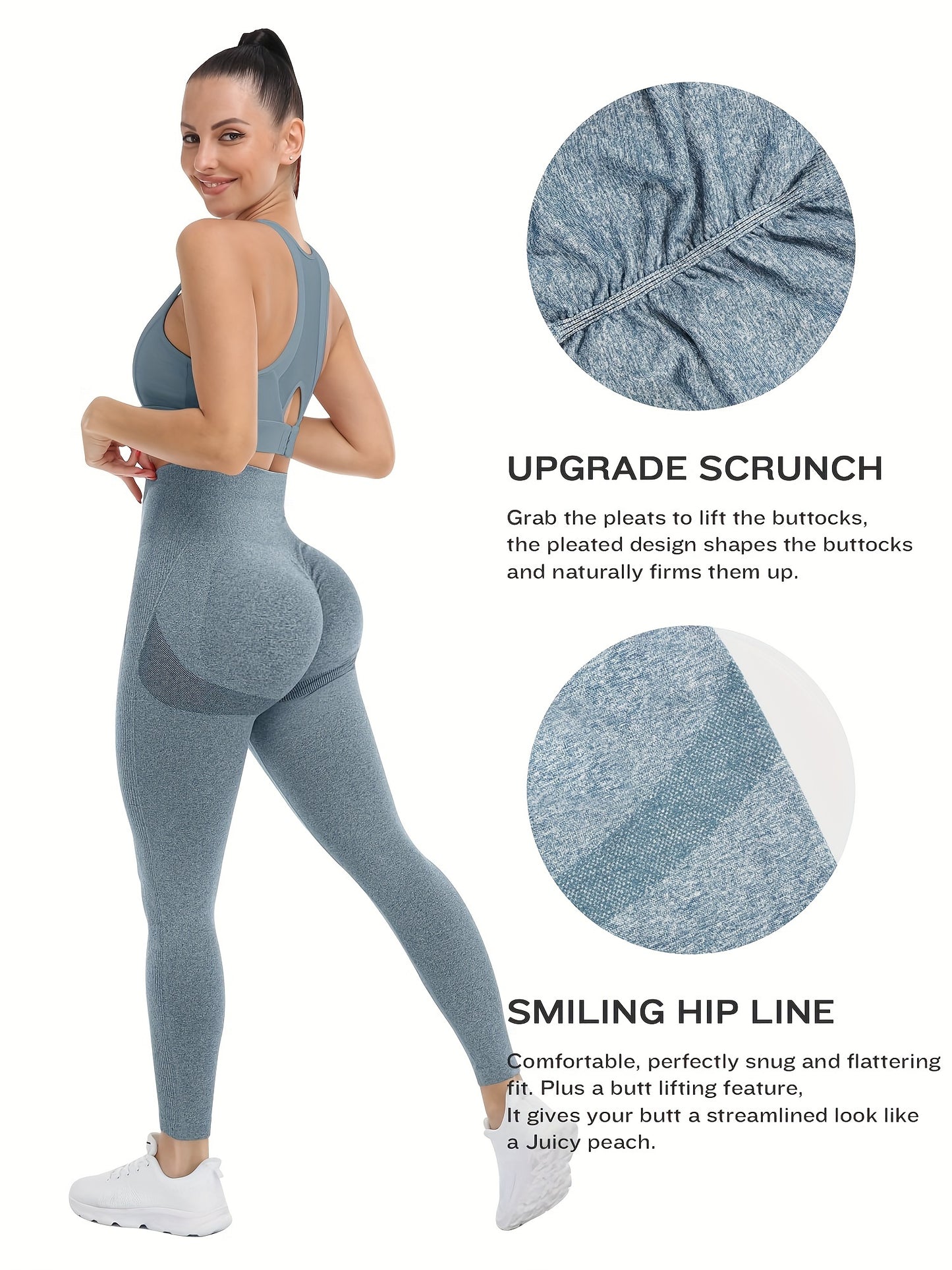 Seamless Workout Leggings for Women – Gym Scrunch Pants, High-Waisted, Medium Stretch Sports Tights