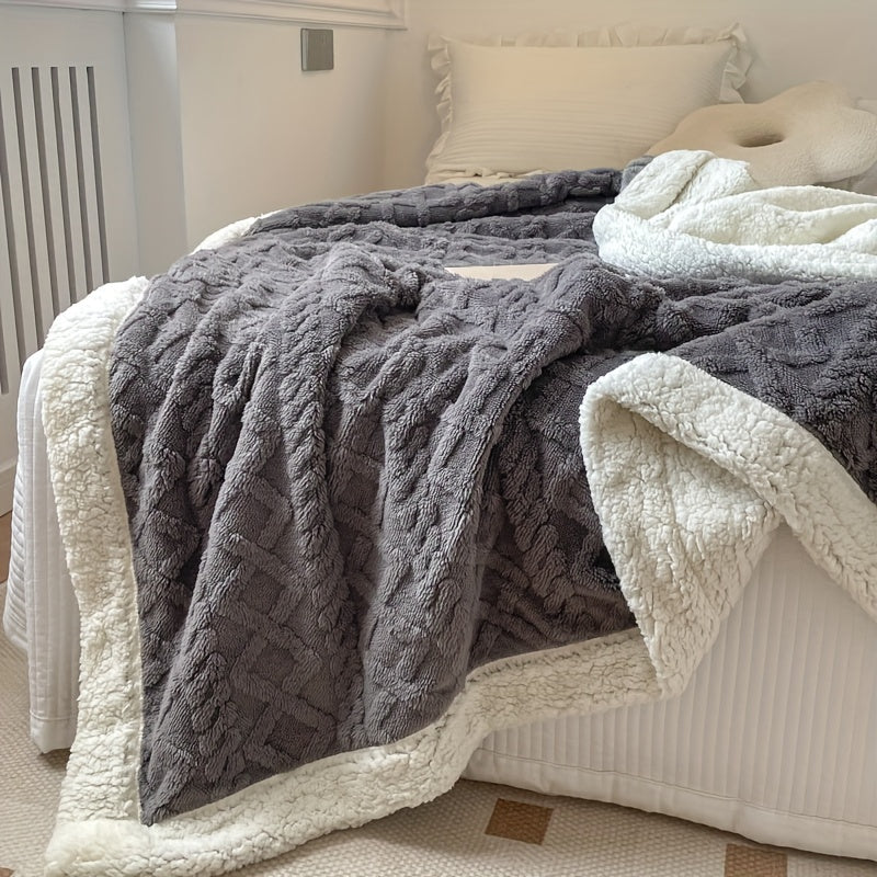 Double-Sided Fleece Bed Blanket Throw For All Seasons