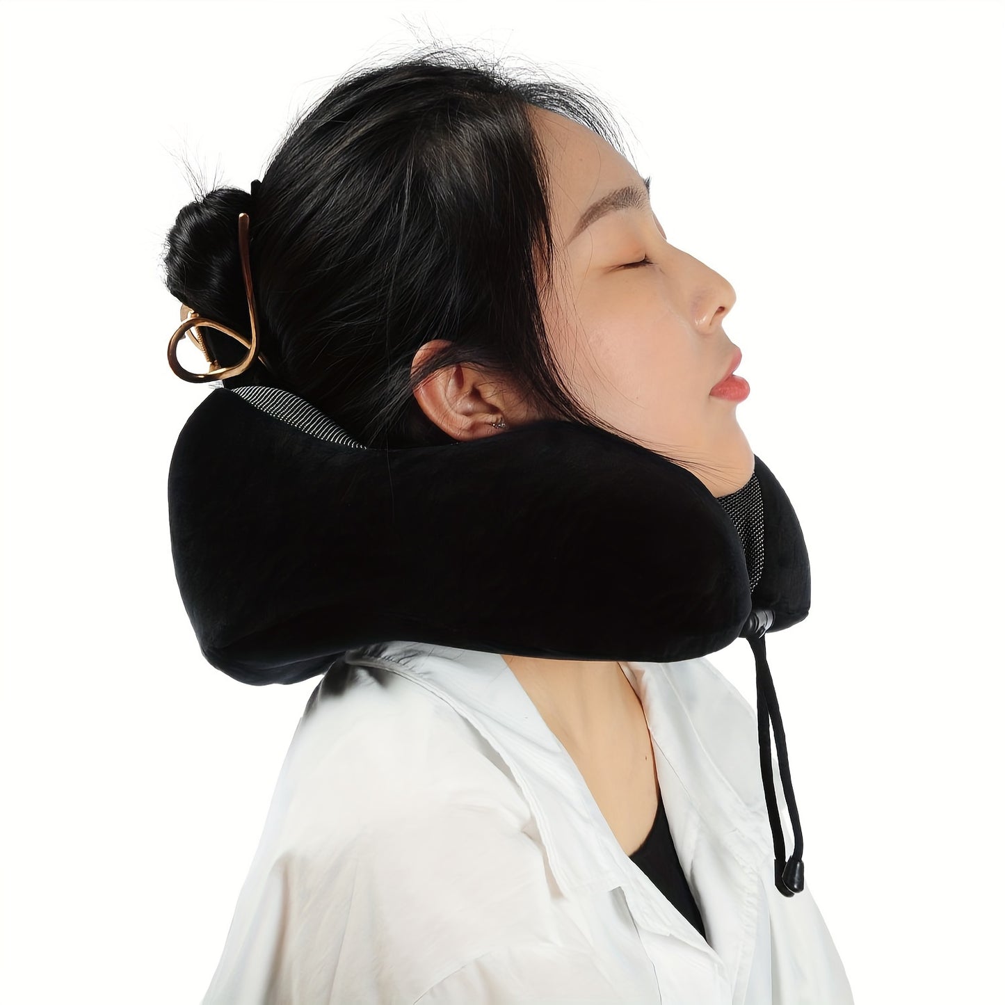 Memory Foam Travel Neck Pillow – 360° Head Support, Hypoallergenic, Comfortable for Airplane, Car, Train, and Bus Travel, Portable with Storage Bag