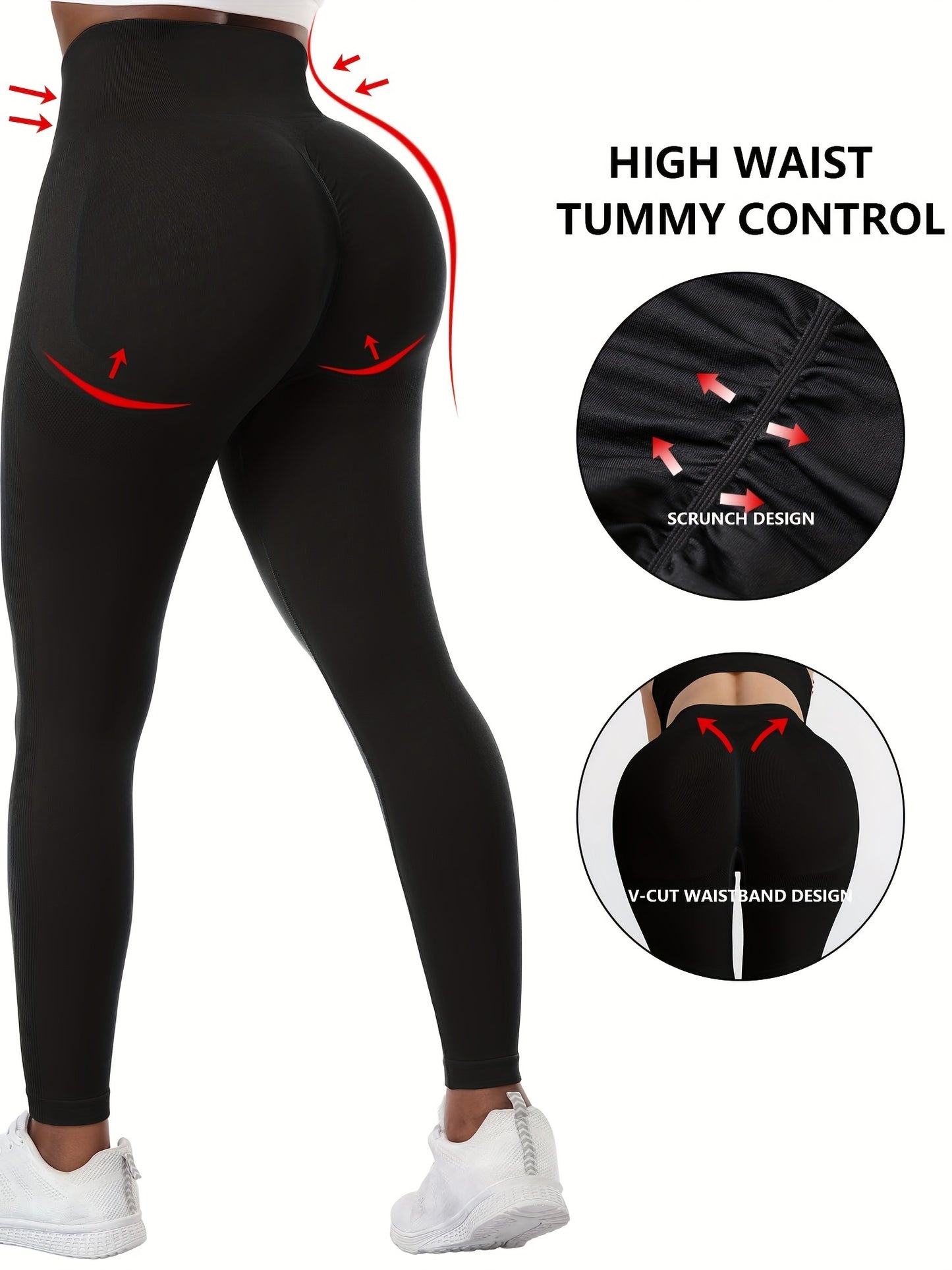 Seamless Workout Leggings for Women – Gym Scrunch Pants, High-Waisted, Medium Stretch Sports Tights