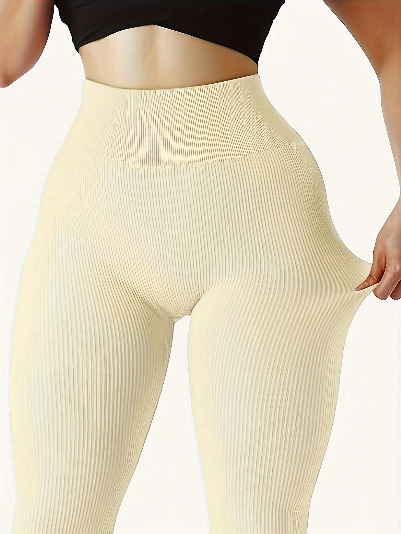 Leggings for Women: Ribbed, Non-Sheer Sports and Yoga Pants - All-Season High-Stretch Polyamide Shape-Enhancing