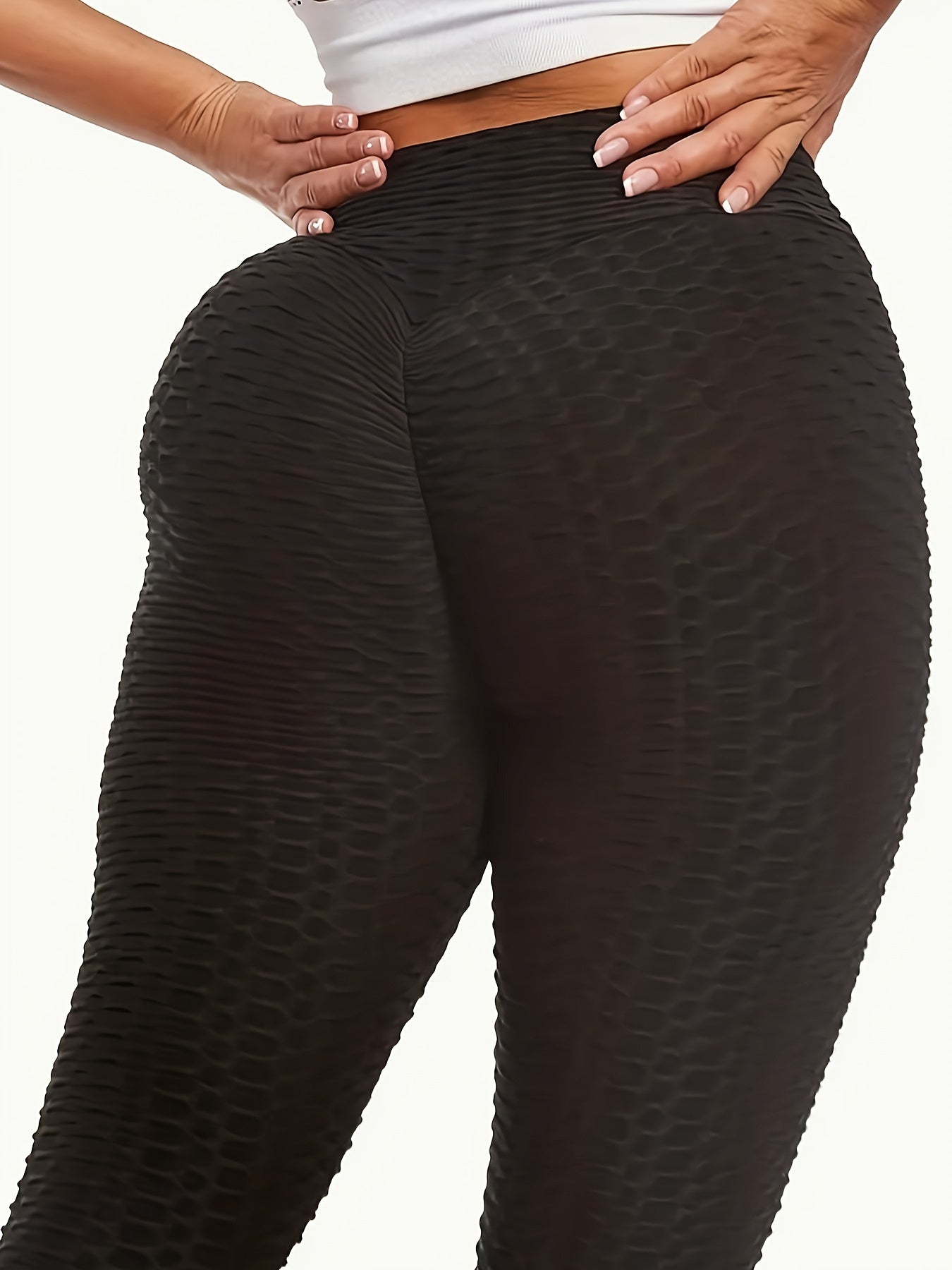 High Waist Textured Leggings for Women, Workout Tummy Control Leggings, All-Season Sports Pants