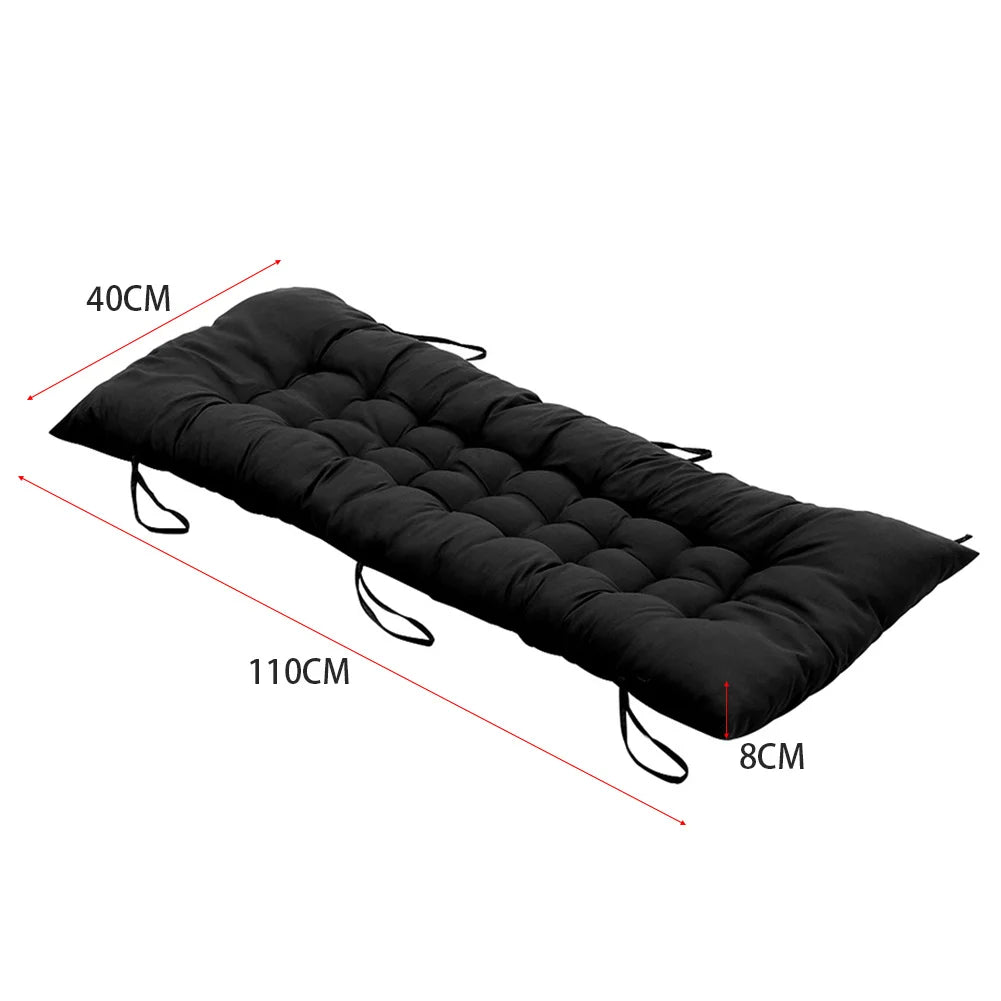 110cm Extra-Thick Black Lounge Chair Cushion – Soft Cotton Blend, Comfortable Seat Pad for Indoor & Outdoor Use