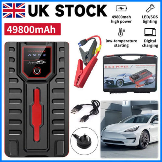 High-Capacity Portable Car Jump Starter with LED Emergency Light