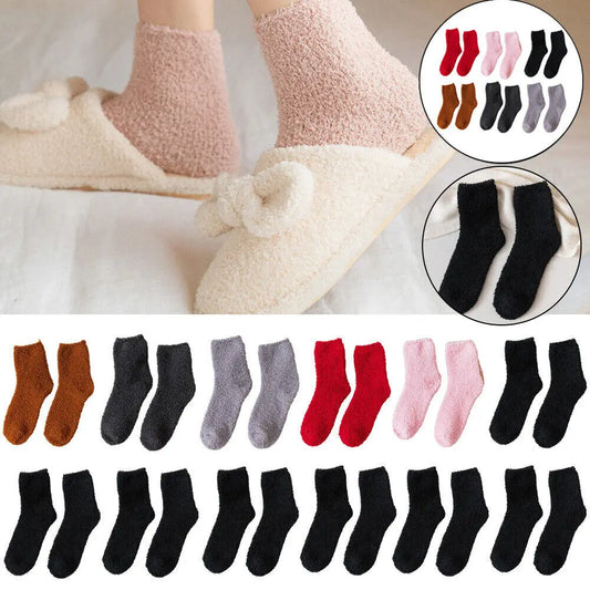 6 Pairs of Cozy Fluffy Bed Socks – Warm, Soft, Thick Indoor Winter Socks for Women