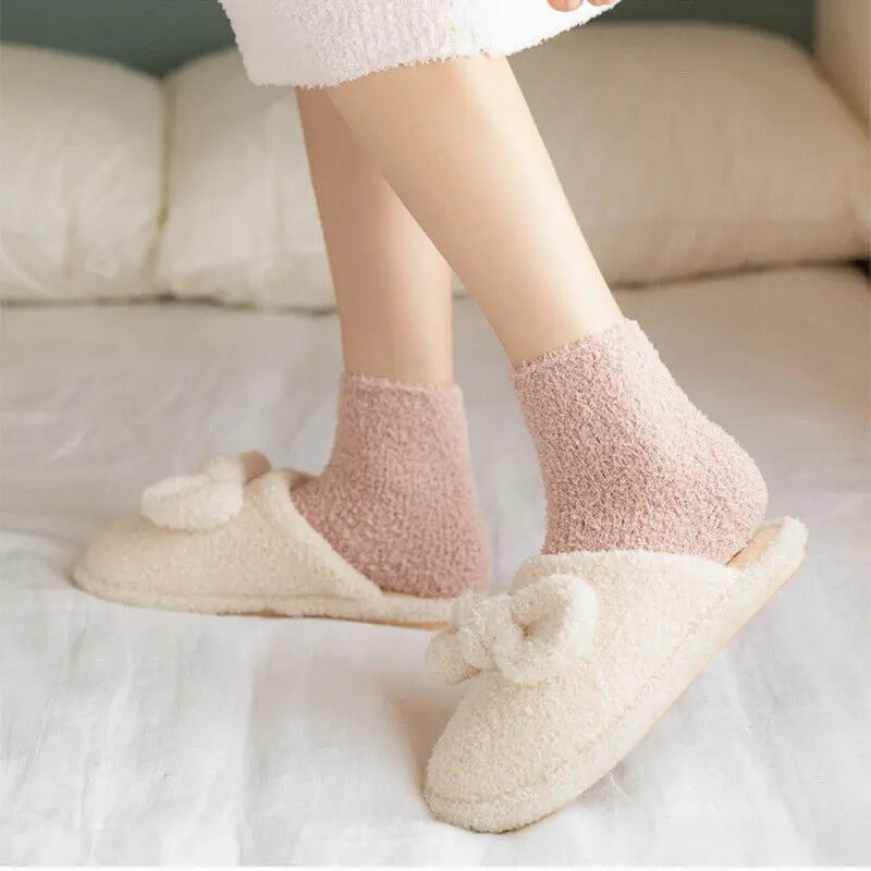 6 Pairs of Cozy Fluffy Bed Socks – Warm, Soft, Thick Indoor Winter Socks for Women