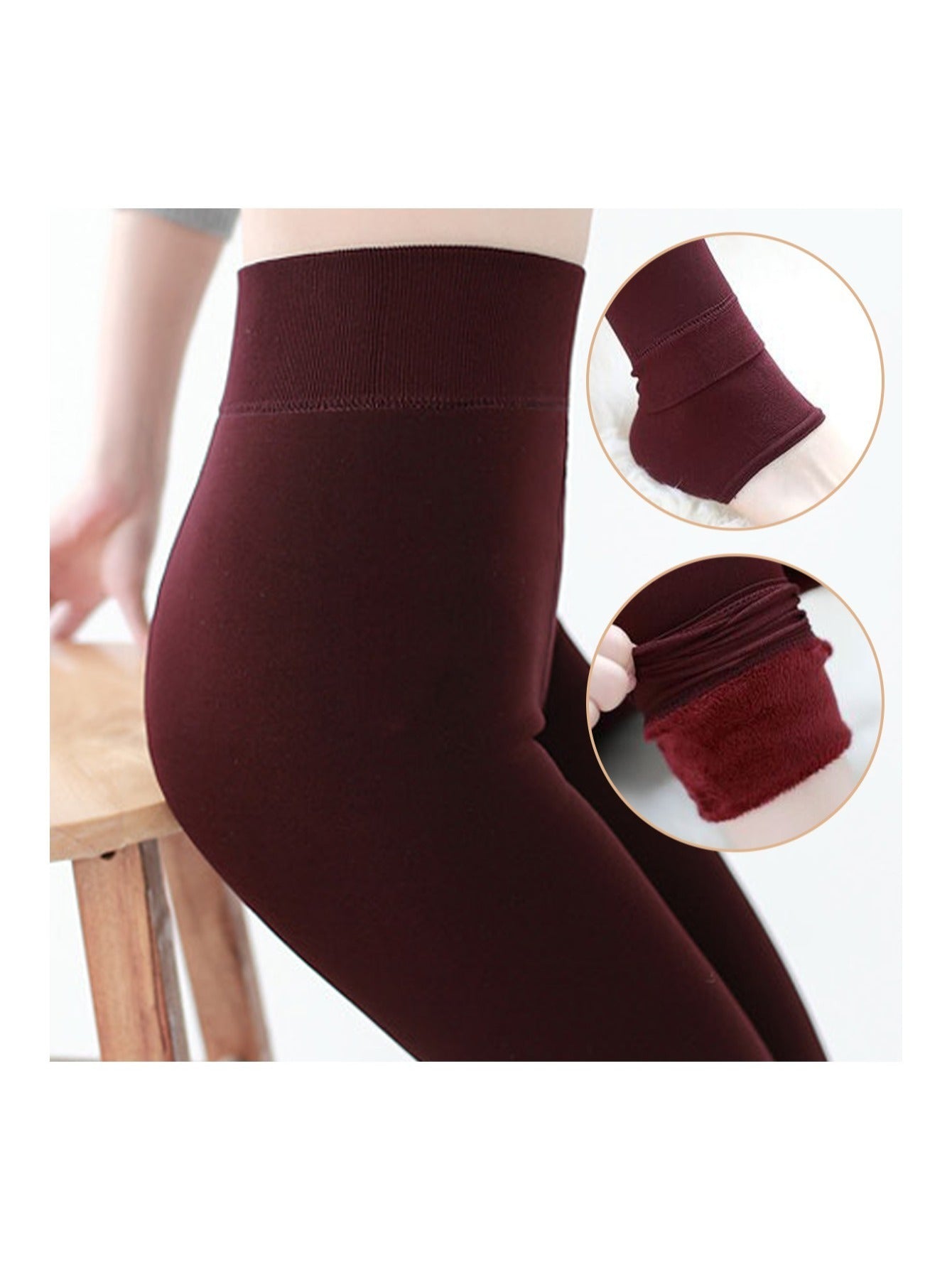 Thermal Winter Fleece Lined Leggings for Women, High Waist Tummy Control, Warm Pearl Velvet Slim Fit Pants