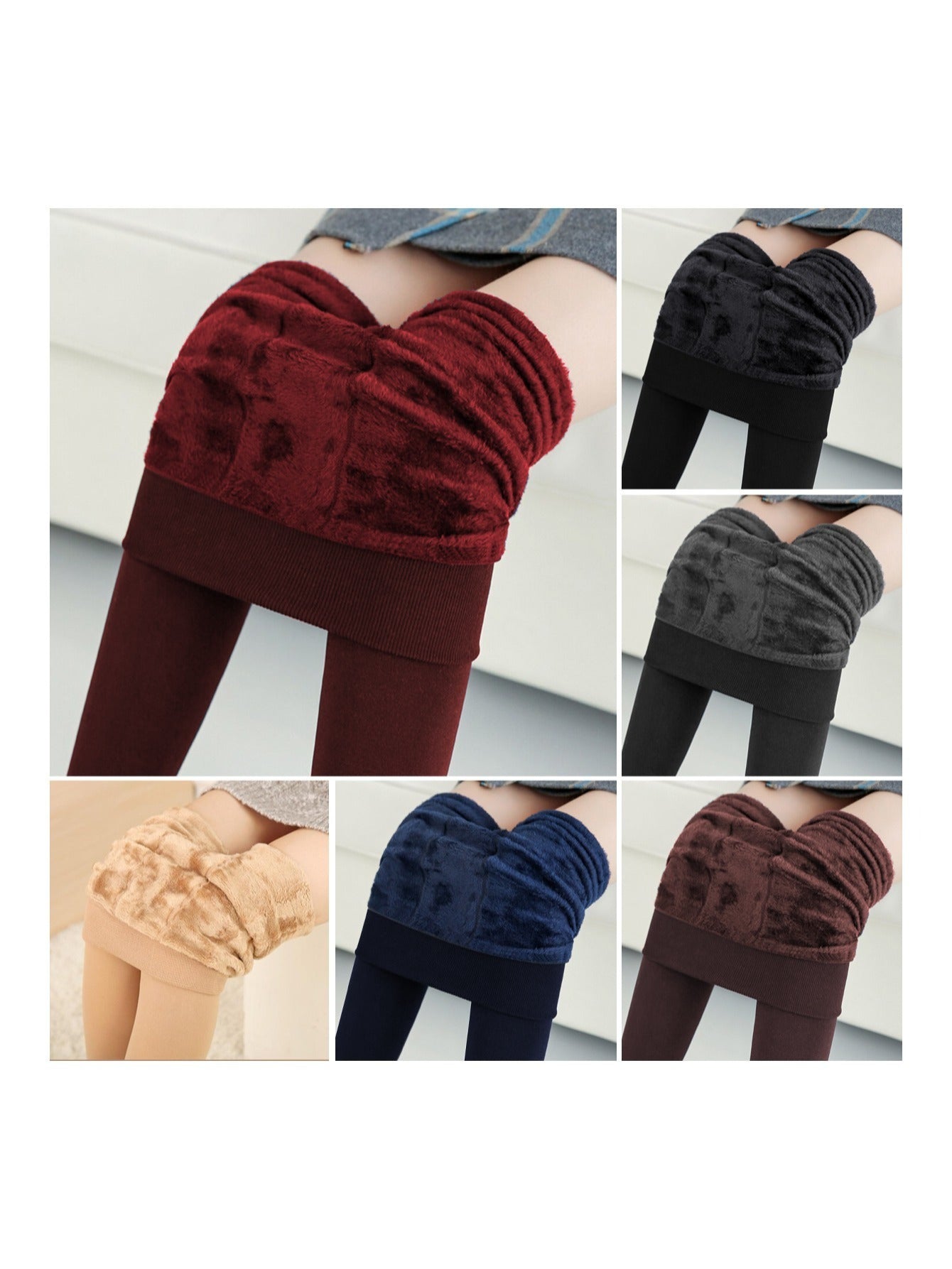 Thermal Winter Fleece Lined Leggings for Women, High Waist Tummy Control, Warm Pearl Velvet Slim Fit Pants