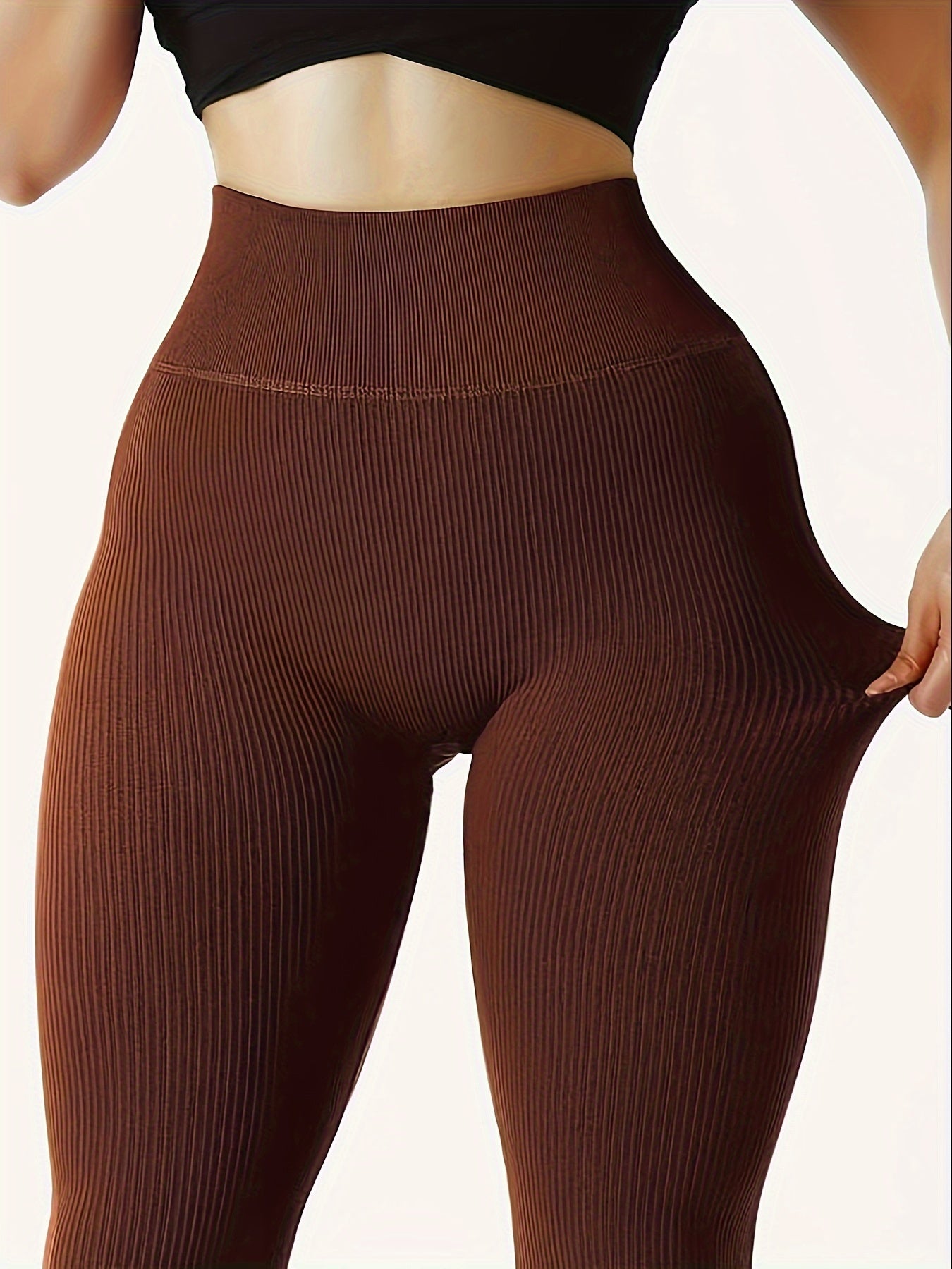 Leggings for Women: Ribbed, Non-Sheer Sports and Yoga Pants - All-Season High-Stretch Polyamide Shape-Enhancing