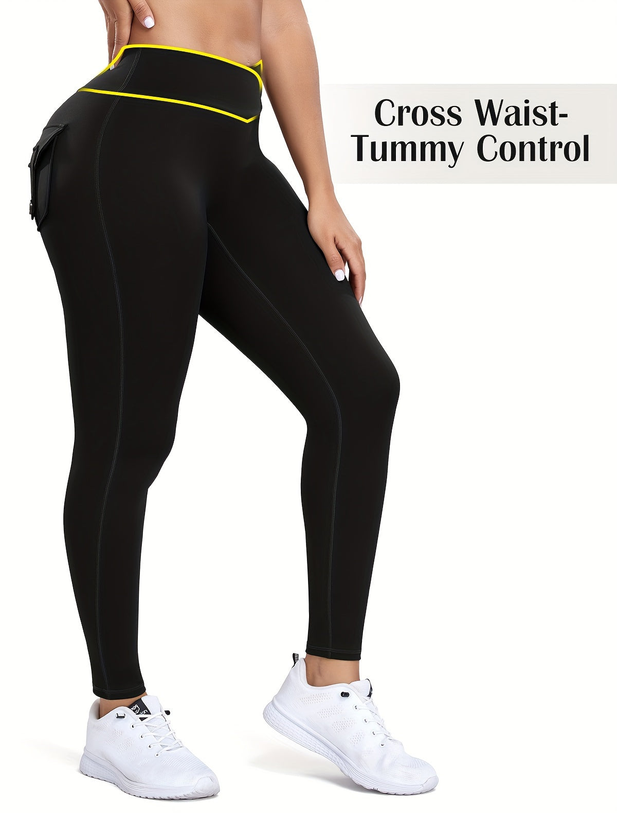 Women's High Waist Gym Cargo Leggings with Pockets - Sports Workout Yoga Pants for Running, Pilates, and Fitness