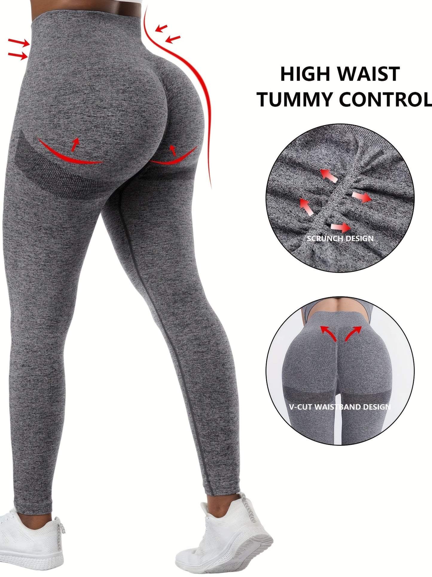 Seamless Workout Leggings for Women – Gym Scrunch Pants, High-Waisted, Medium Stretch Sports Tights