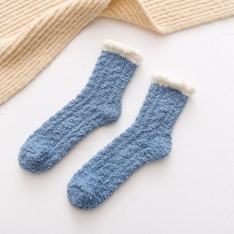 7 Pairs Women’s Fuzzy Floor Socks - Cozy & Warm Mid Tube Hosiery, Winter Essentials