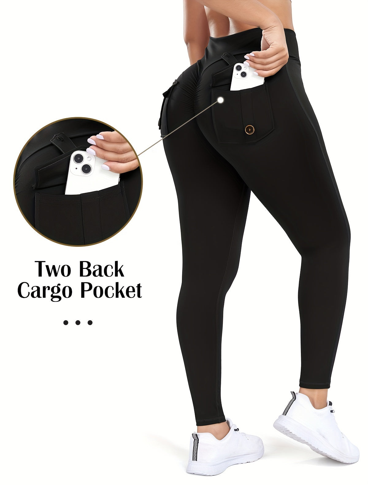 Women's High Waist Gym Cargo Leggings with Pockets - Sports Workout Yoga Pants for Running, Pilates, and Fitness