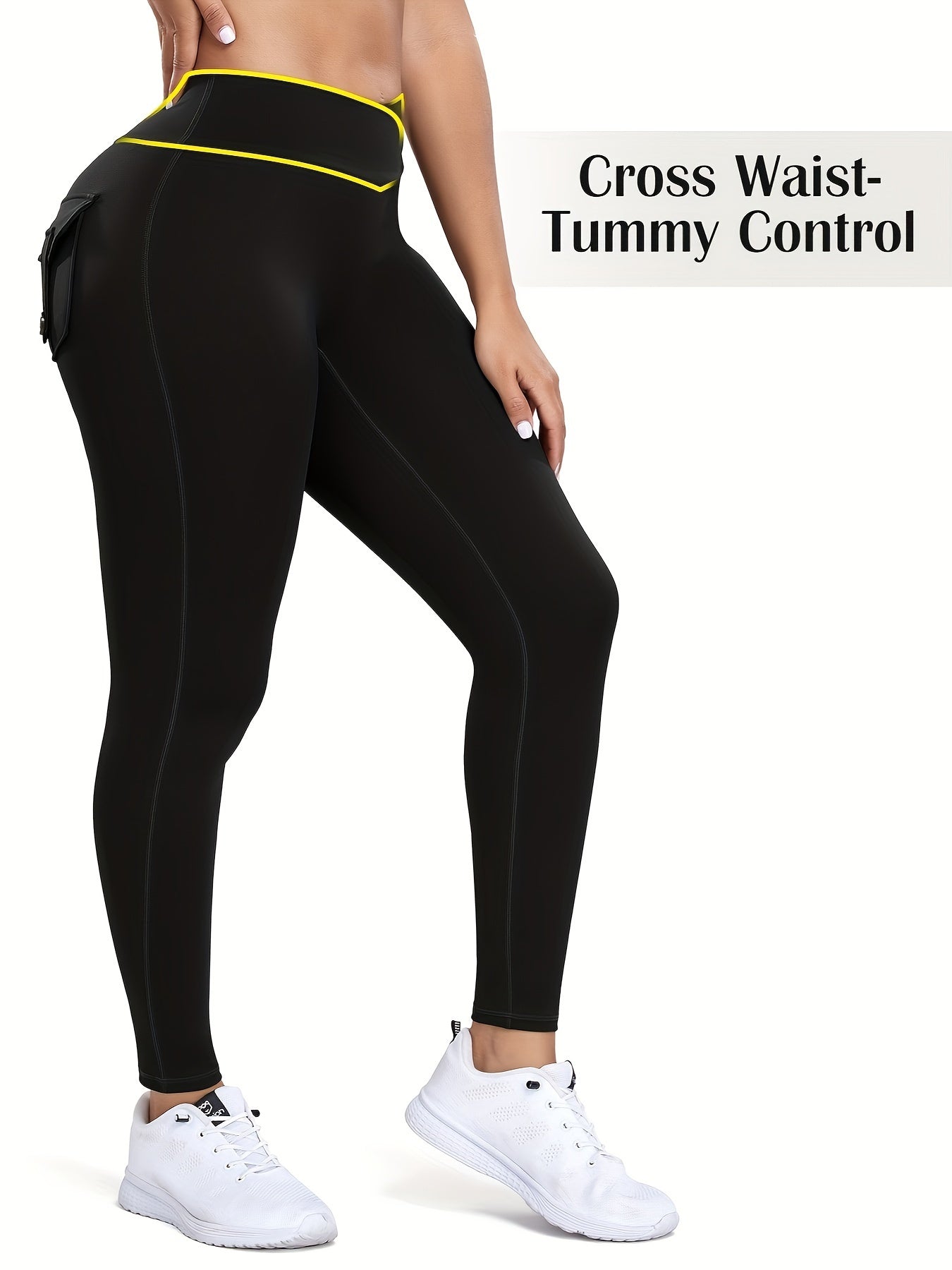 Women's High Waist Gym Cargo Leggings with Pockets - Sports Workout Yoga Pants for Running, Pilates, and Fitness