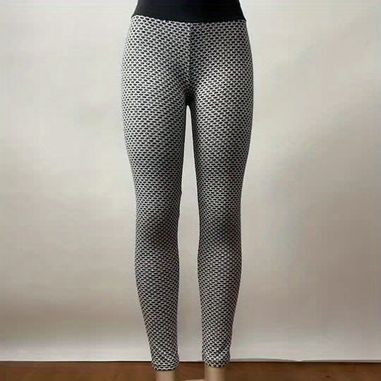 Gym Leggings for Women, Tummy Control Textured Yoga Pants, Cropped Fitness Tights