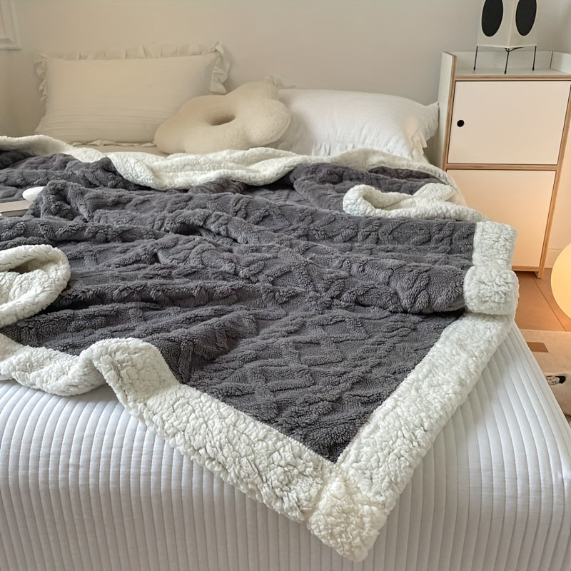 Double-Sided Fleece Bed Blanket Throw For All Seasons