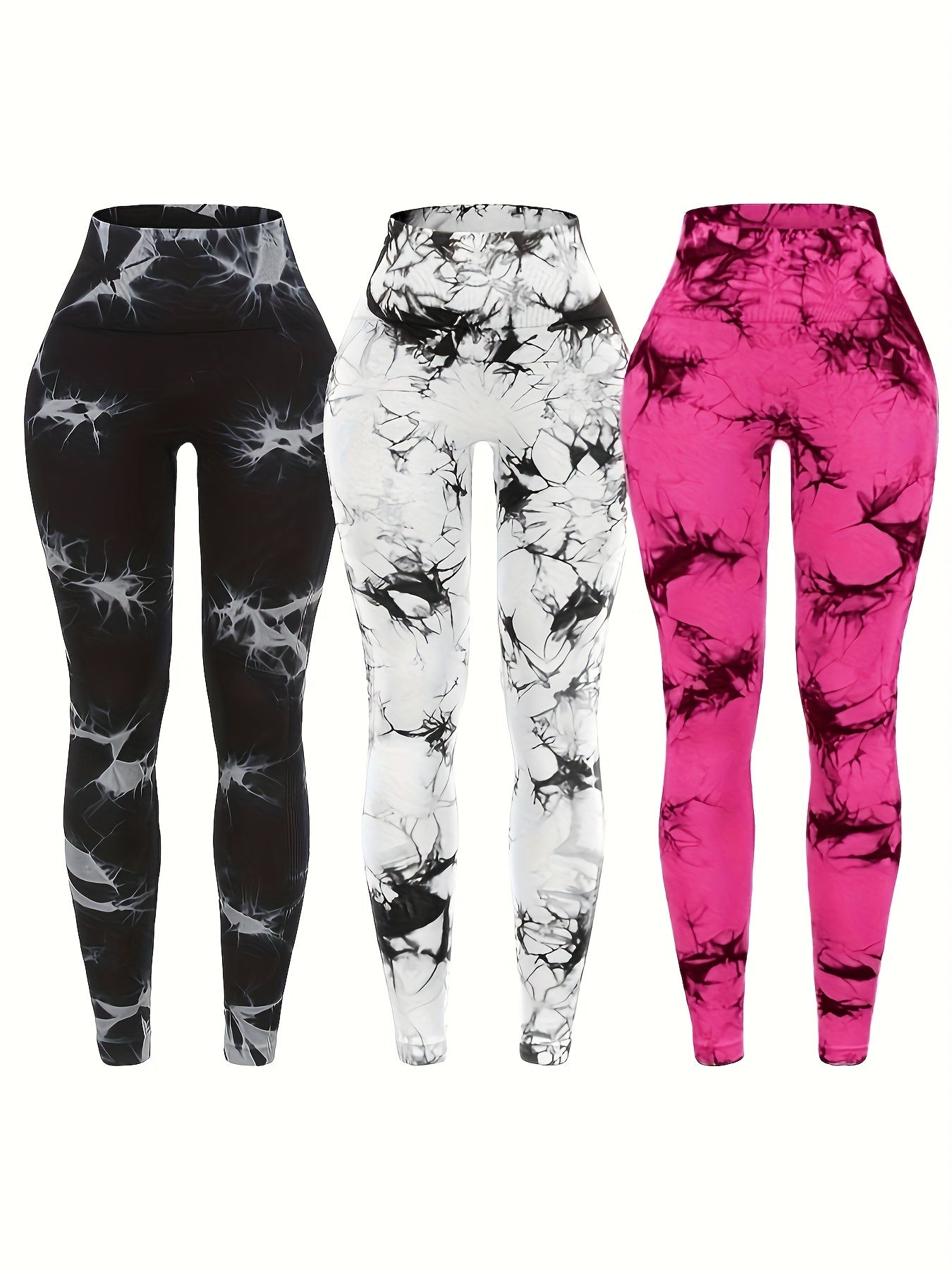 3 Pack High Stretch Tie Dye Seamless High Waisted Workout Leggings for Women - Fashion-Forward Activewear for Yoga, Running & Fitness