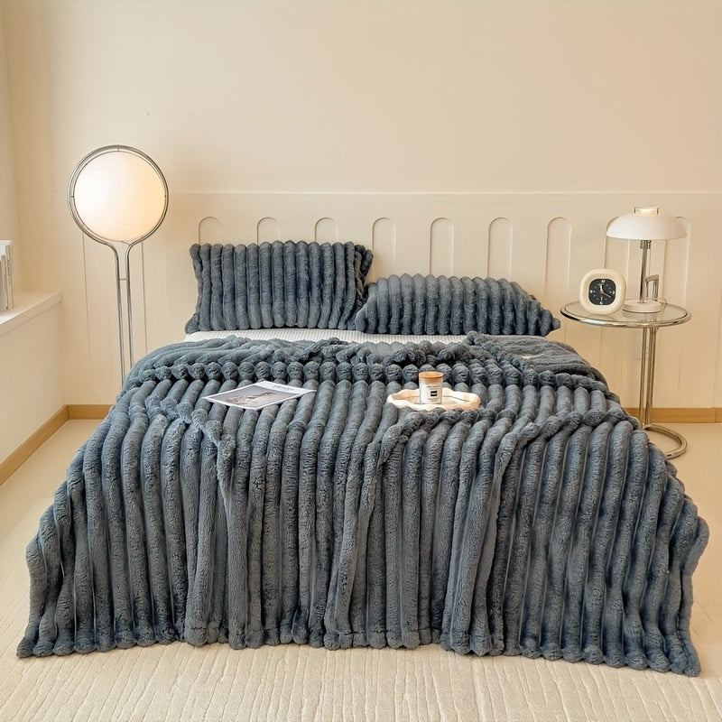 Luxury Faux Rabbit Fur Throw Blanket